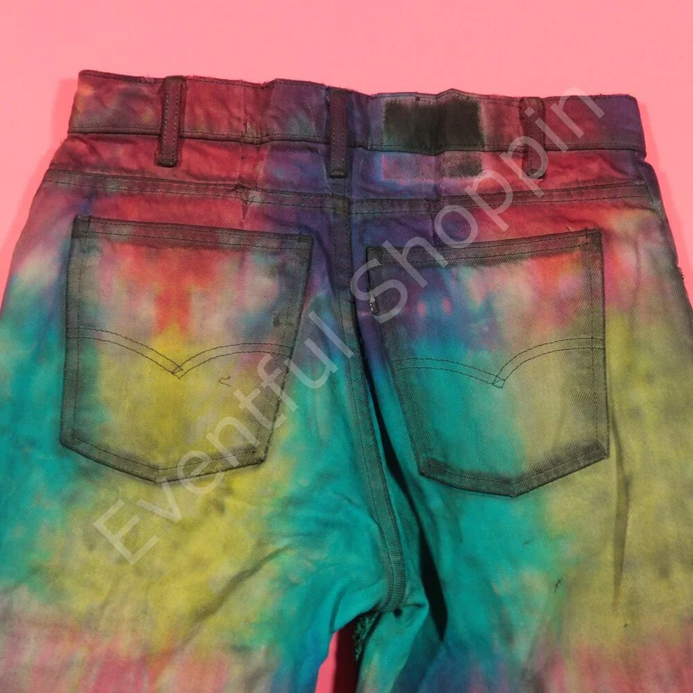 Vintage 80s Levis Mod Bell Bottom Jeans Mens 30 Tie Dye Flare Scovill Zip